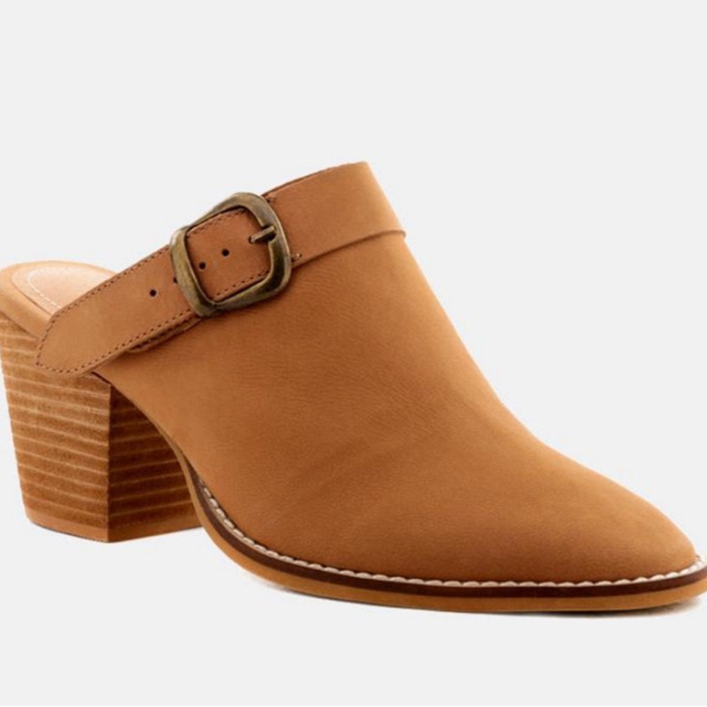 Rag&Co Women's Tan Block Heel Mules